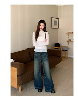 Kano Stretch Jacquard Embroidered Semi-turtleneck Bottoming Shirt
