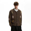 A PUEE Vintage Twist Rhombus Knitted Cardigan Sweater