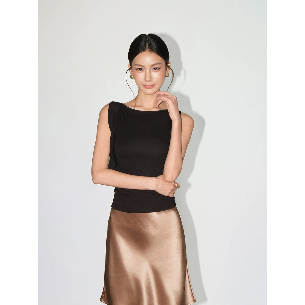 NEVA HU Lotus Leaf Strap Slim Skinny Vest