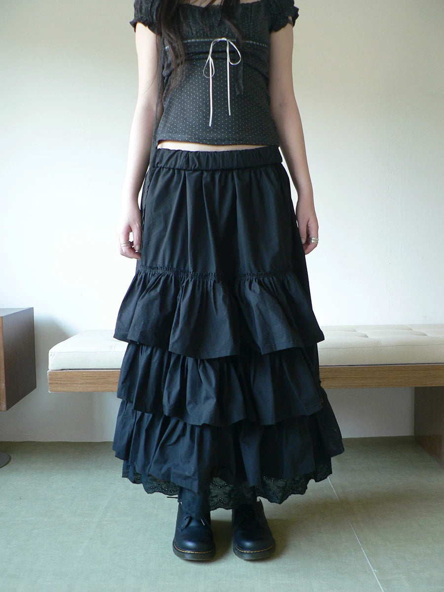 Ang: Project Lace Stitching High Waist Skirt