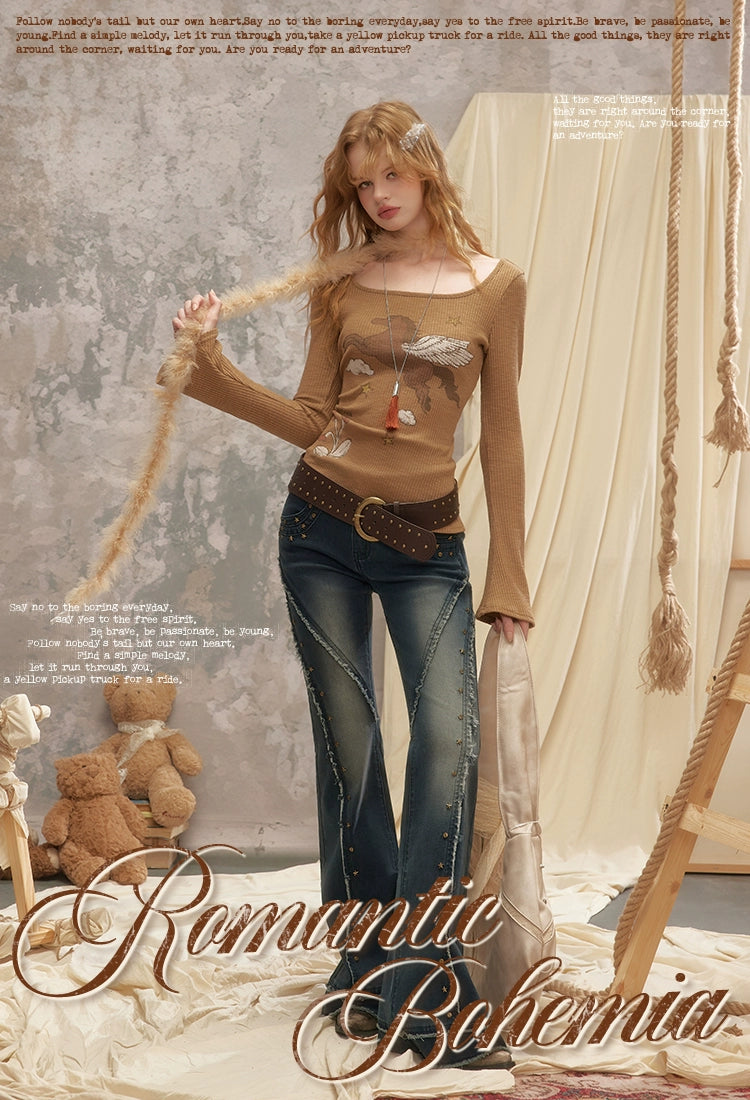 UNIREE Low-rise Slim-fit Vintage Jeans