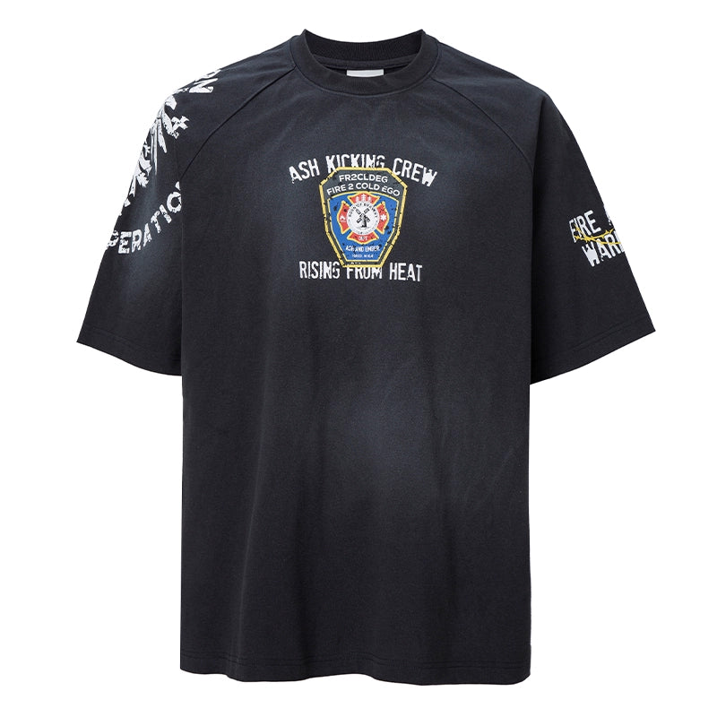 F2CE Gradual Change Retro Shoulder Sleeve Print Tee