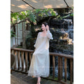 ZIHE New Chinese Mesh Lace Suspender Skirt Set