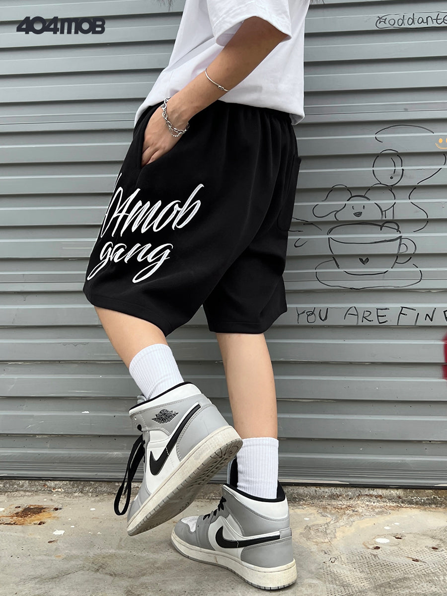404MOB embroidered letter shorts