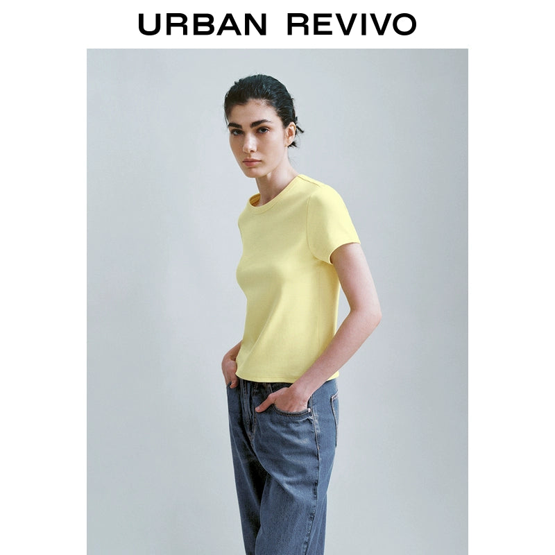 URBAN REVIVO Basic Versatile Crew Neck Short Sleeve T-Shirt