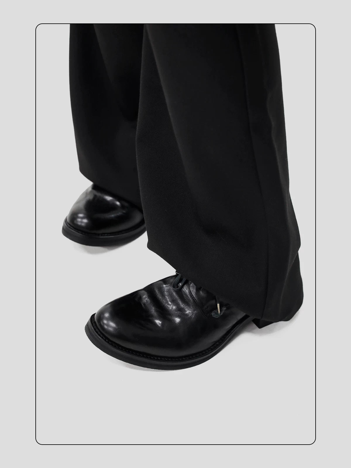 HANQIAORJI Pleated First-layer Cowhide Thick-soled Pointed Leather Shoes