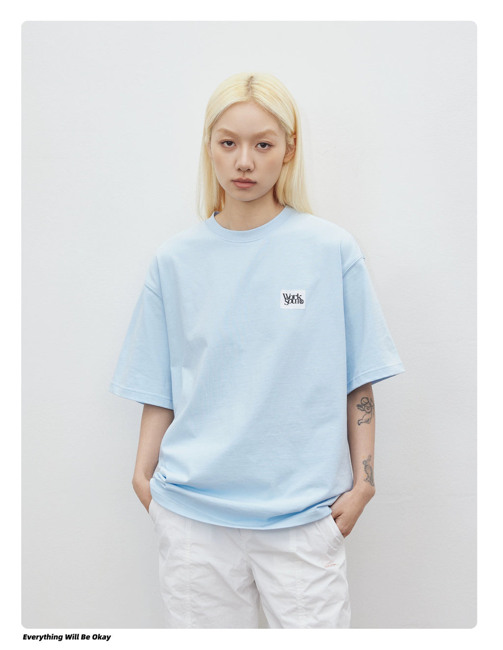 NICEBAD Basic Weaving Label Casual Loose Tee