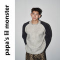 PAPASLILMONSTER Spliced Shoulder Crew Neck Sweater