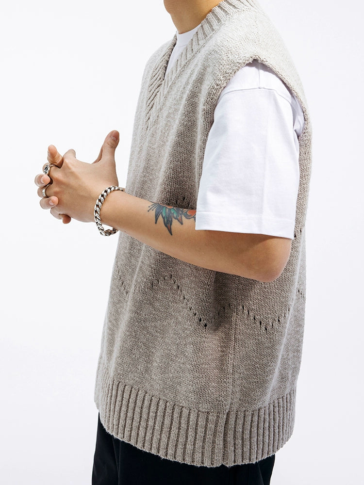 SUPERTOFU Loose Skeleton Knitted Vest