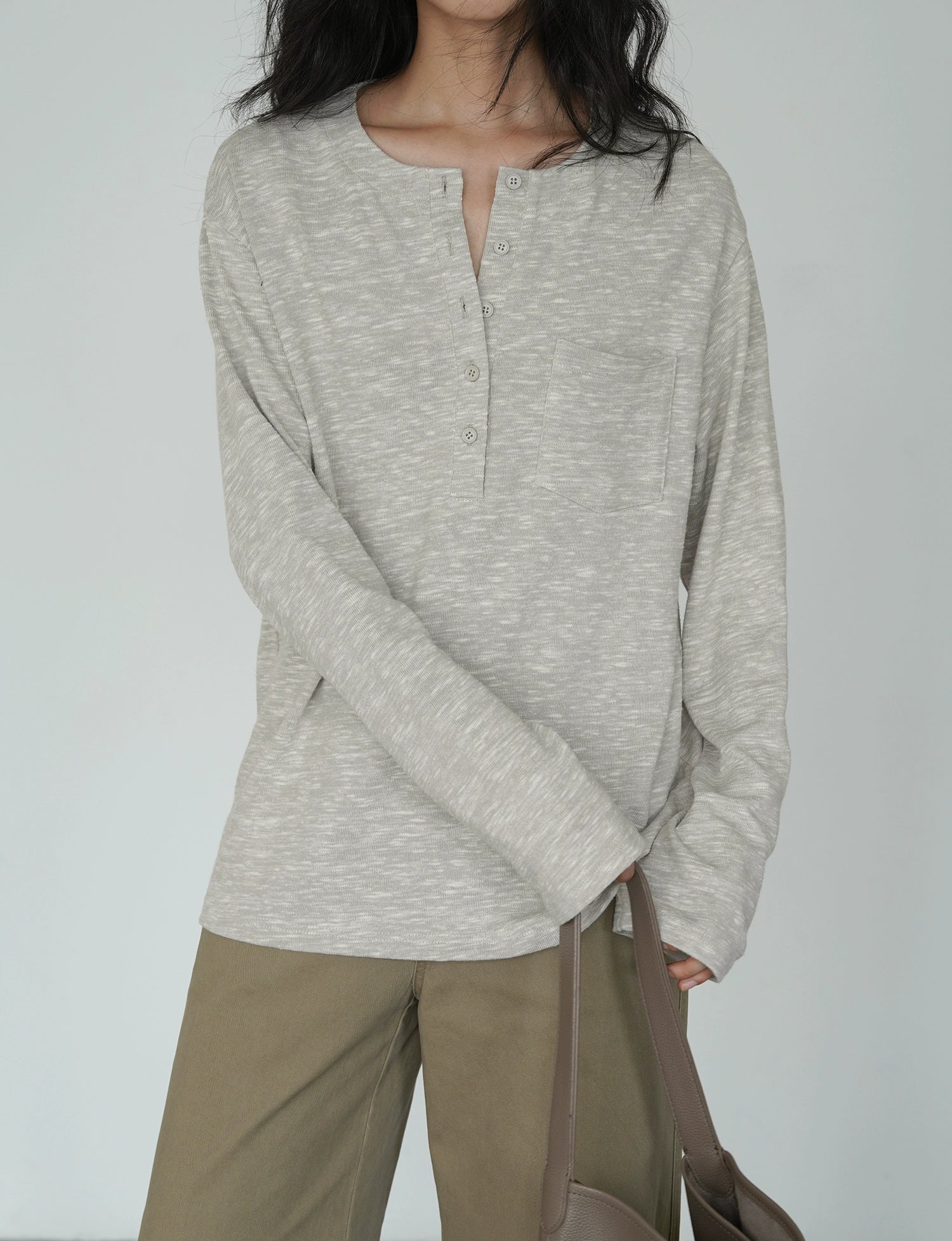 EIGHTHMONTH Korean Lazy Style V-neck Long Sleeve