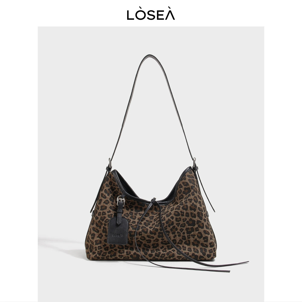 LOSEA X "Miss Polka" leopard print underarm bag