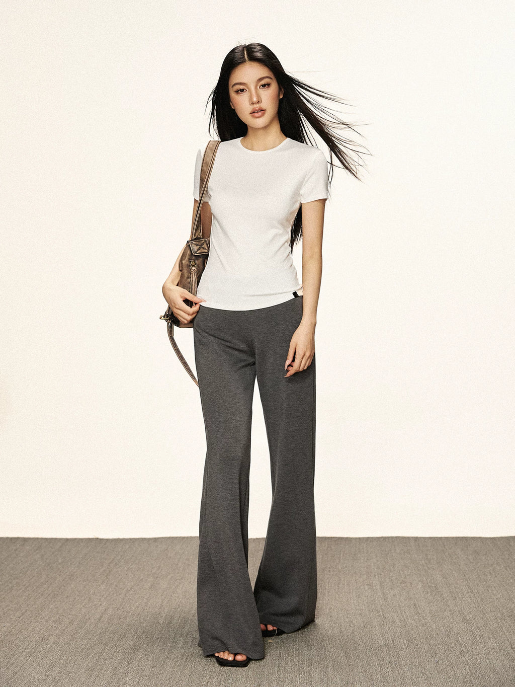 Cherry Melody Shoulder Round Neck Slim Simple Tee
