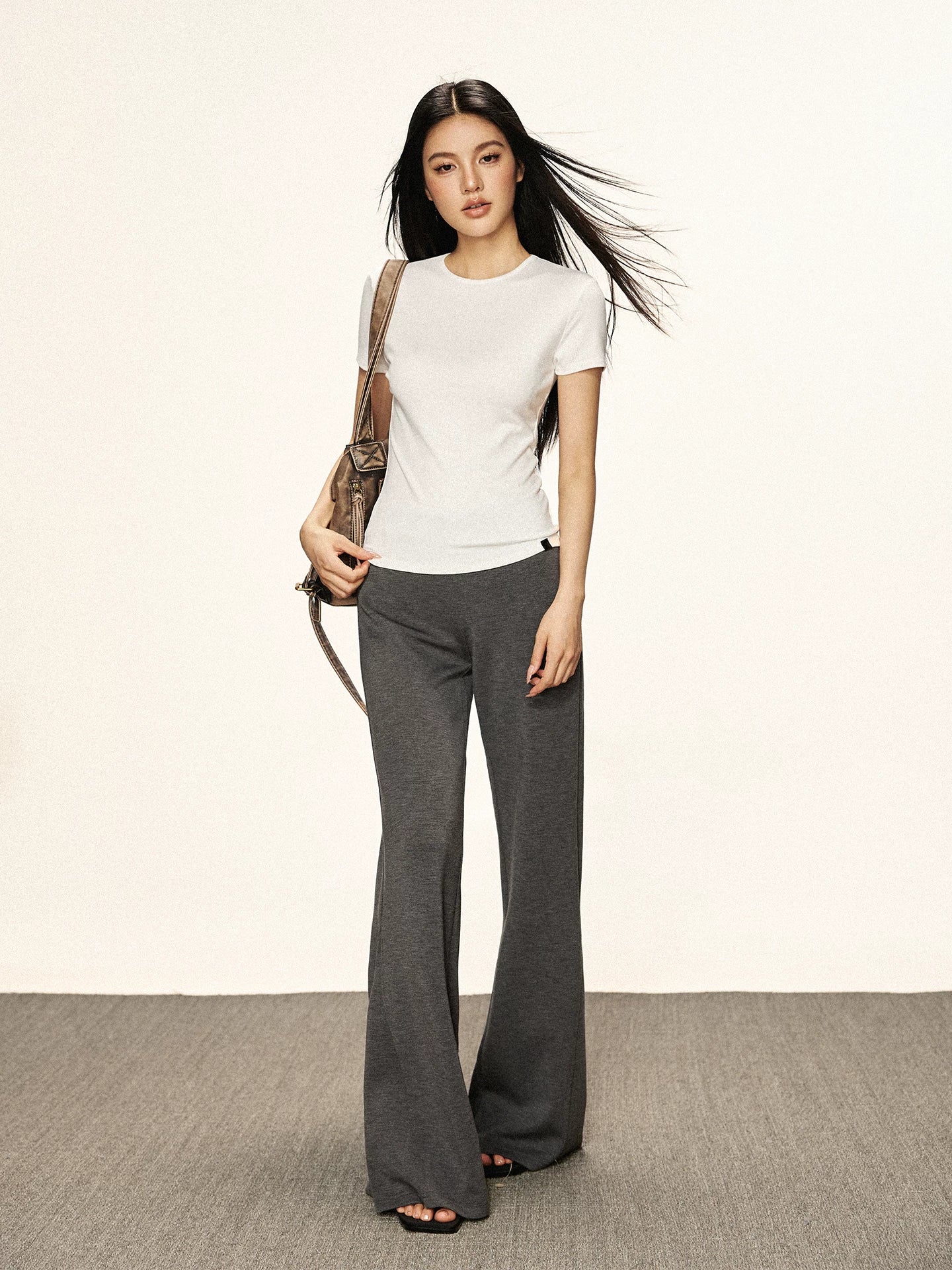 Cherry Melody Shoulder Round Neck Slim Simple Tee