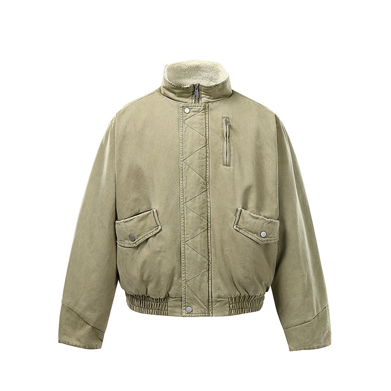 NOEARS Loose Stand-up Collar Fleece Thermal Jacket