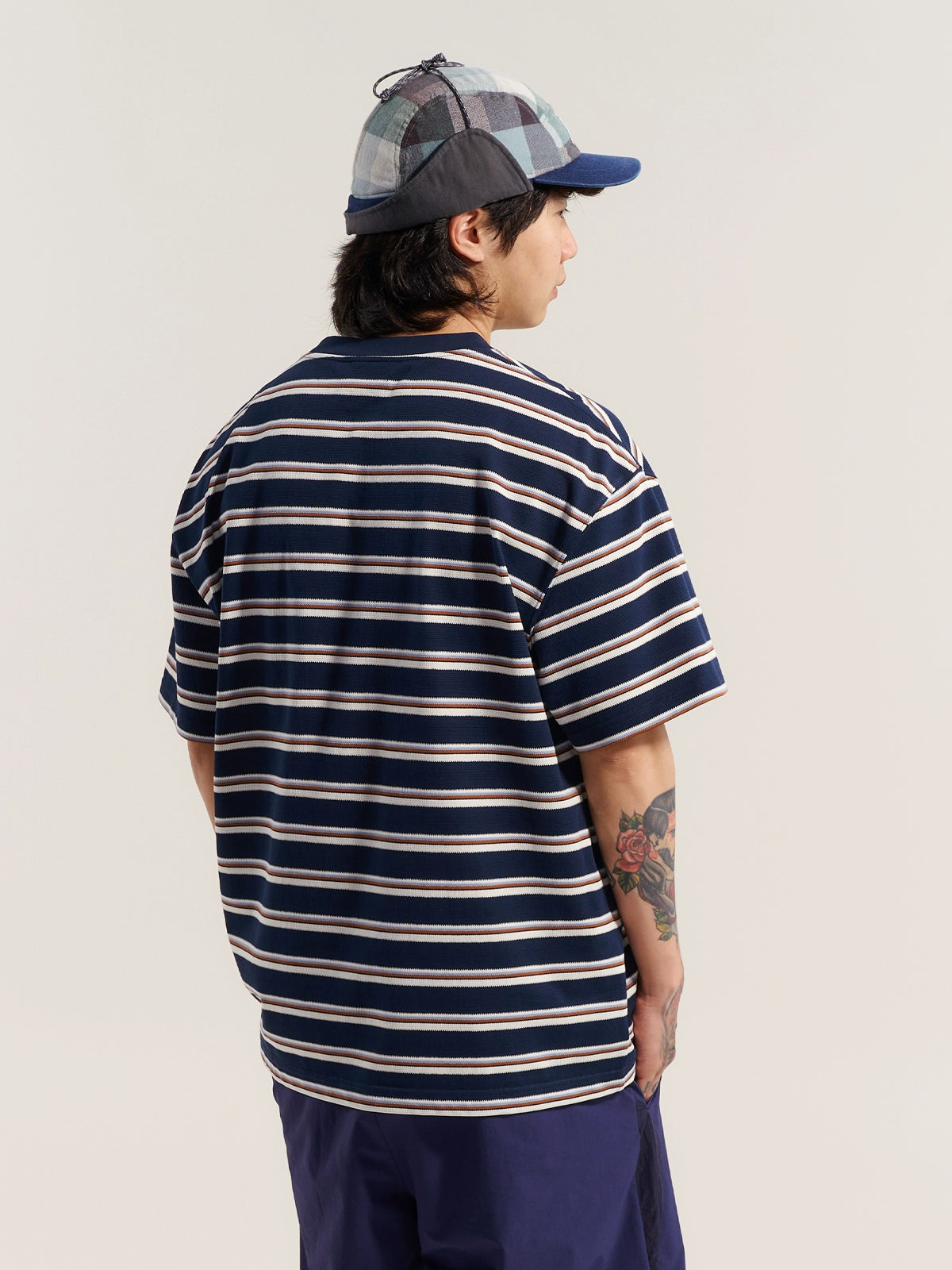 NUMBERSALT25SS Contrasting Stripes Loose Casual Tee