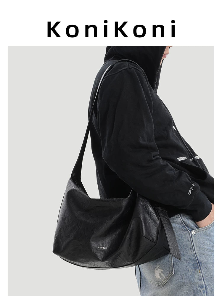 KoniKoni Leather Crossbody Tote Bag