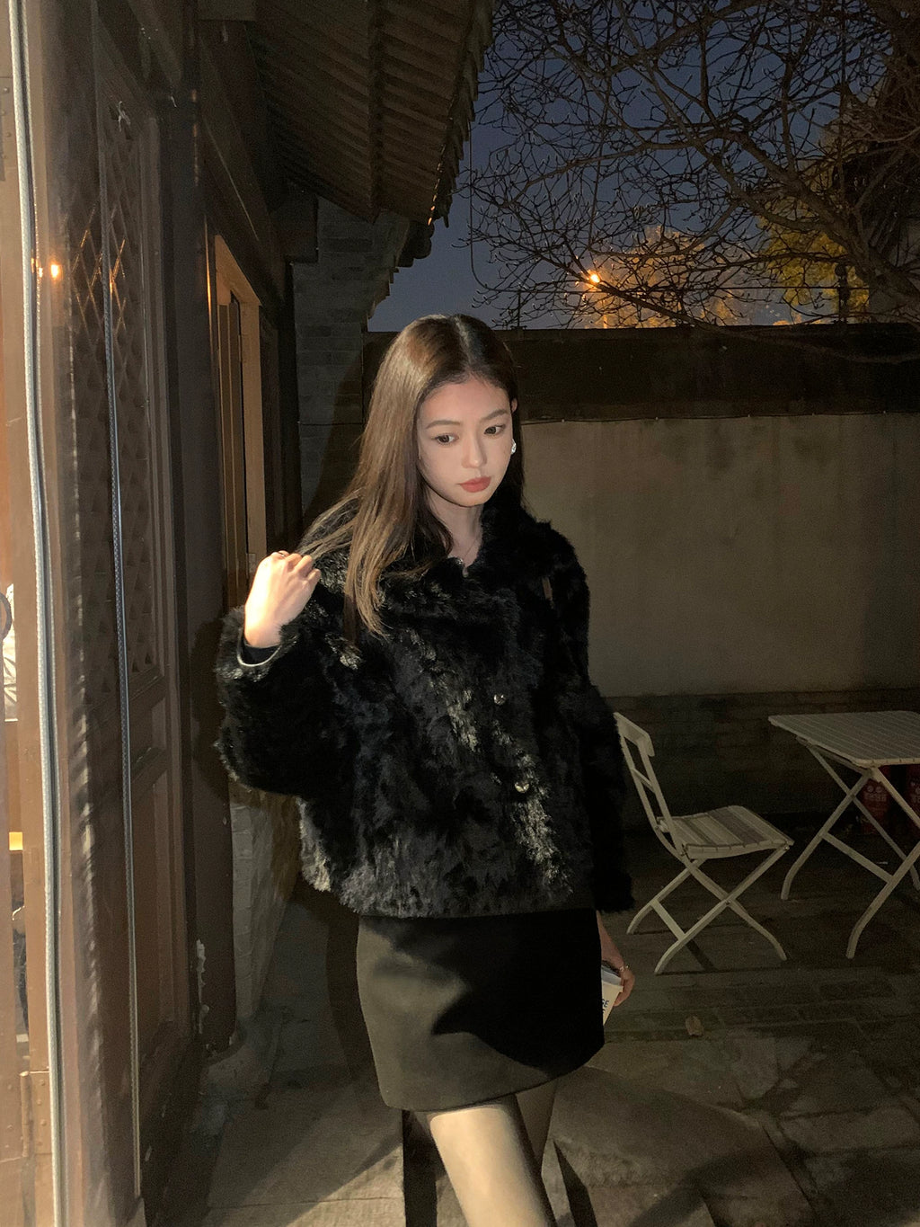Pusumede Stand-up Collar Warm Short Fluffy Jacket