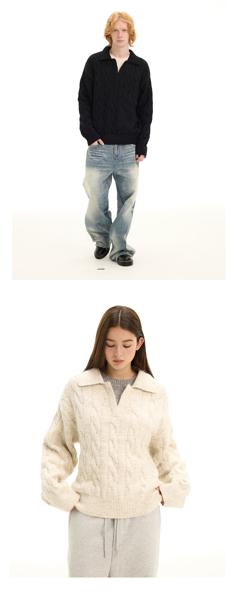 UNF Cashmere Comfortable Soft Waxy Fake Two-piece Knitted Sweater