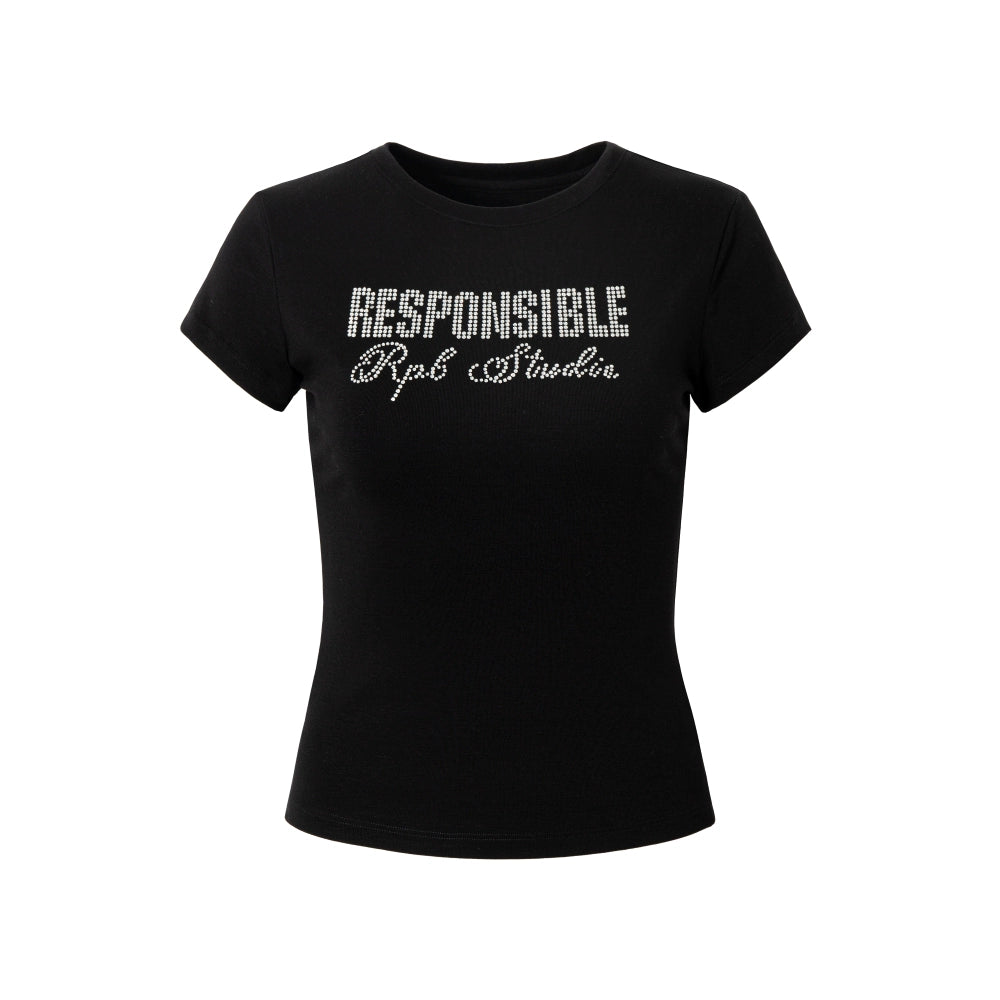 RPB BRAND Hot Diamond Crew Neck Slim Spice Girl Short Tee