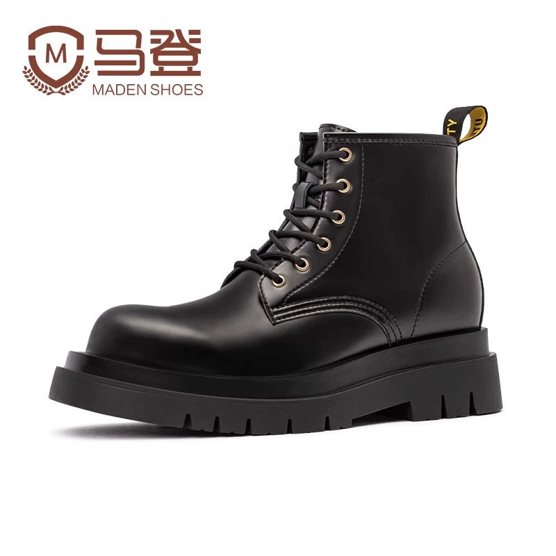 Maden High-top British Style Thick-soled Heightening Casual Tooling Boots