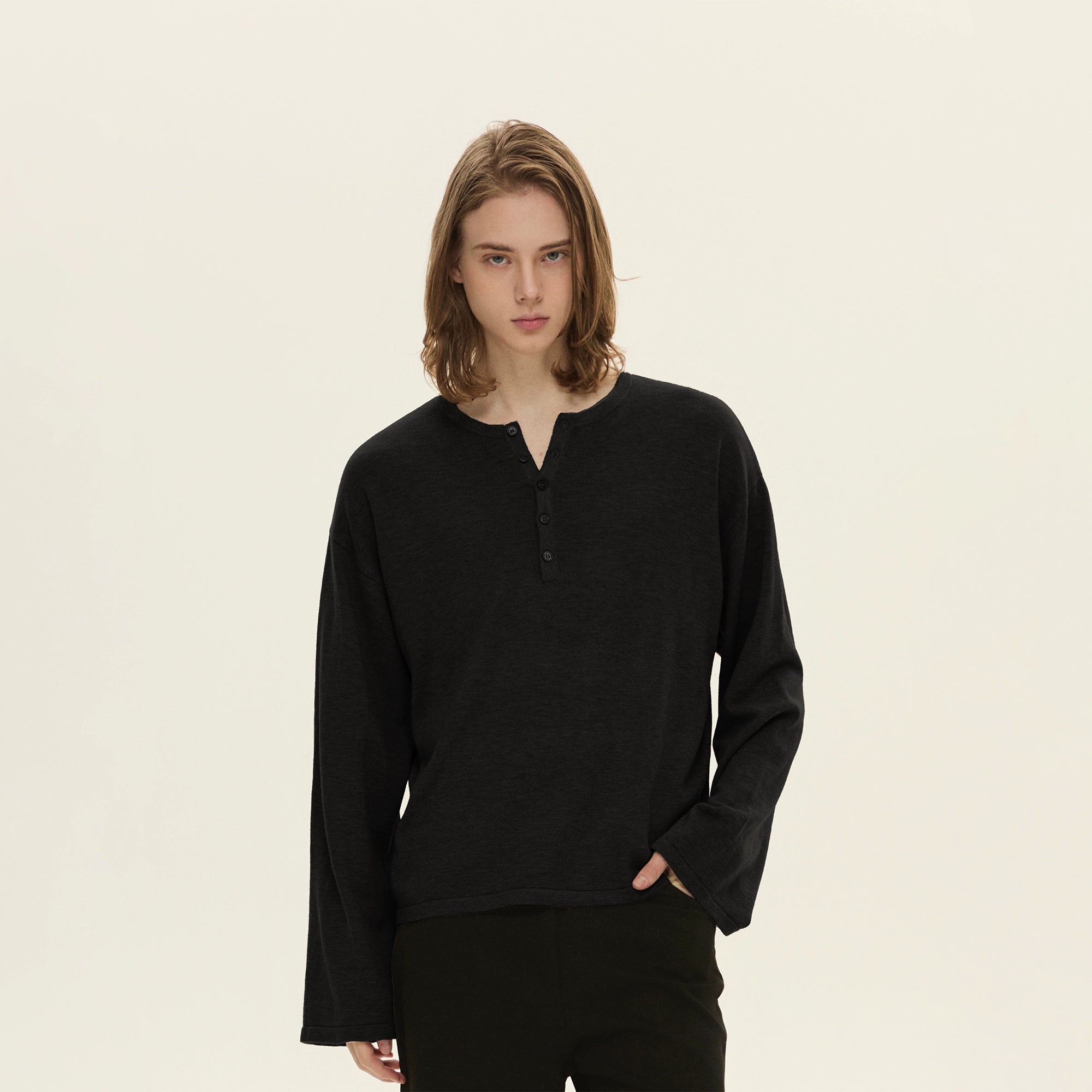 Set for Life Henry Collar Fritillary Bottom Long Sleeve Sweater