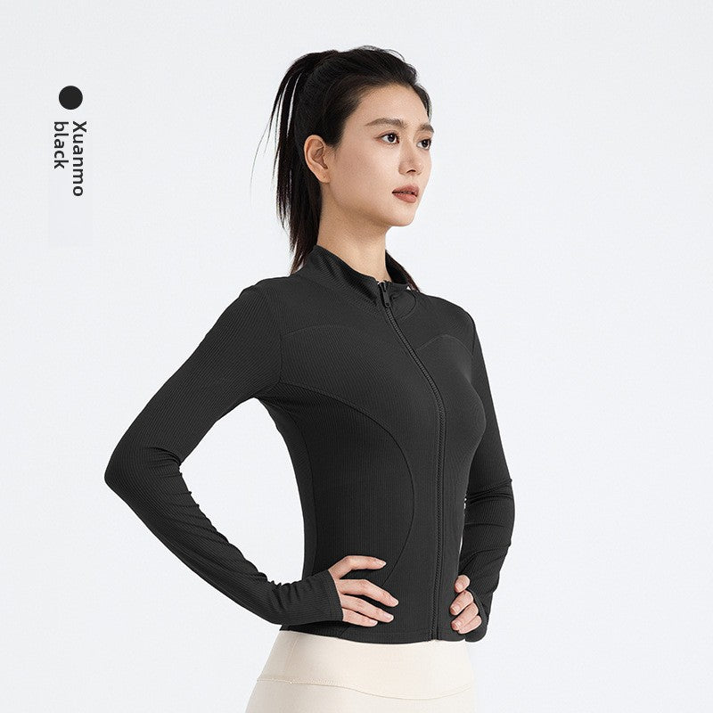 TIANQINGSE Striped Quick-drying Slim-fitting Skinny Naked Sports Long Sleeve