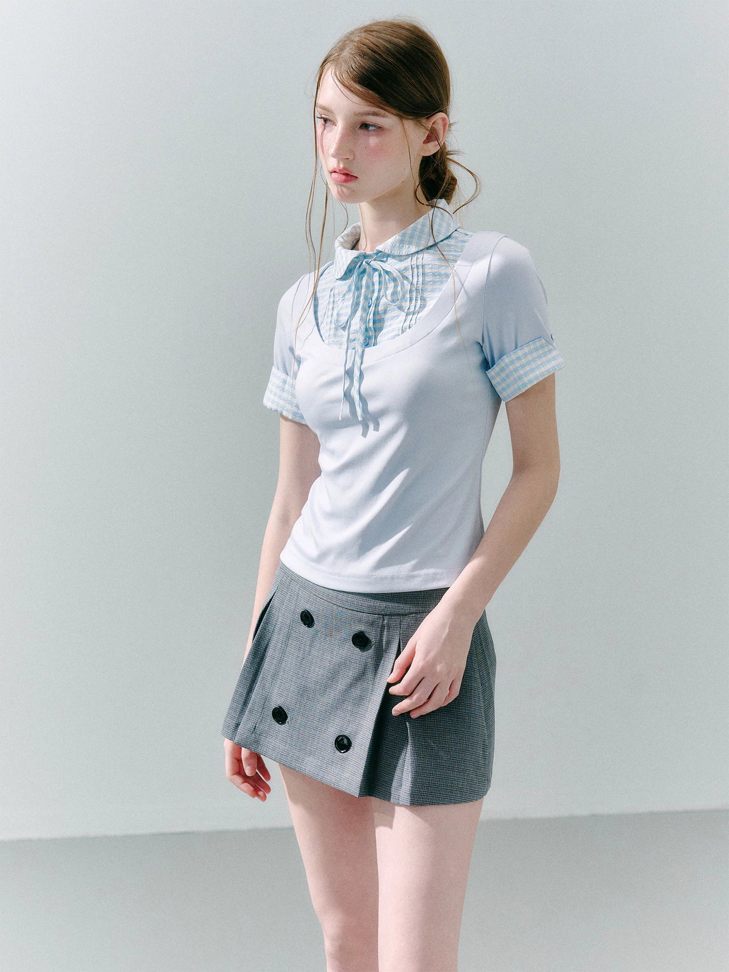 LOST FOREST Fake Two Piece Splicing Slim Tee