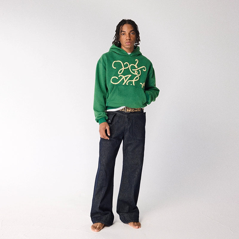 CRICLE Rotary Letter Hooded Fleece Sweater