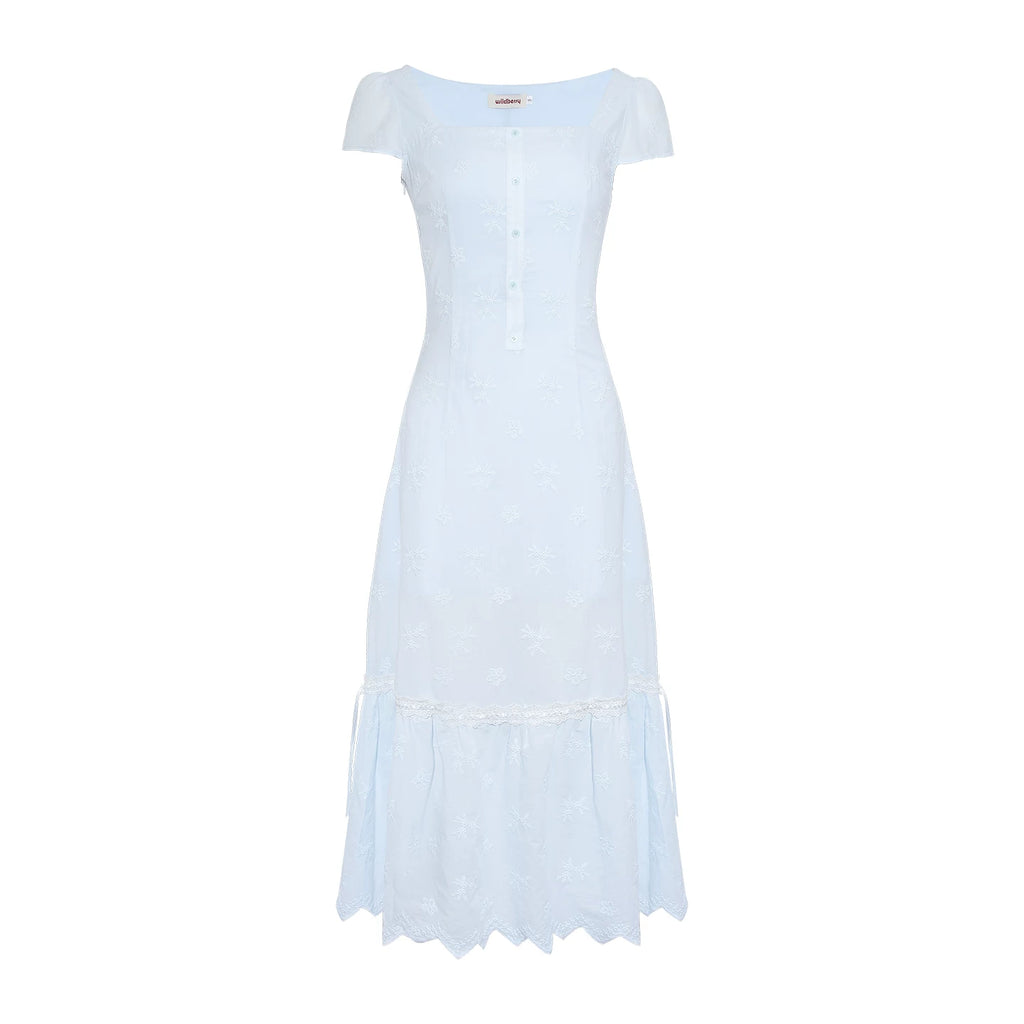 Wildberry Square Neck Korean Temperament Long Skirt