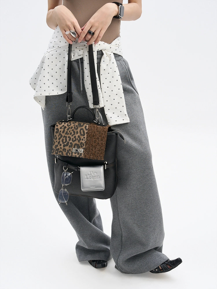 JANDRESS Spliced Leopard Leopard Belt Buckle Backpack