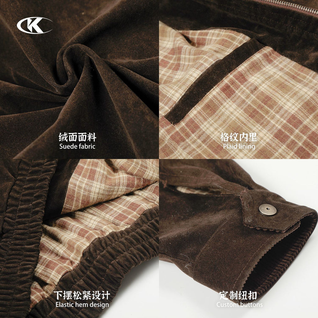 11KN Retro Plush Casual Loose Stand-up Collar Versatile Jacket