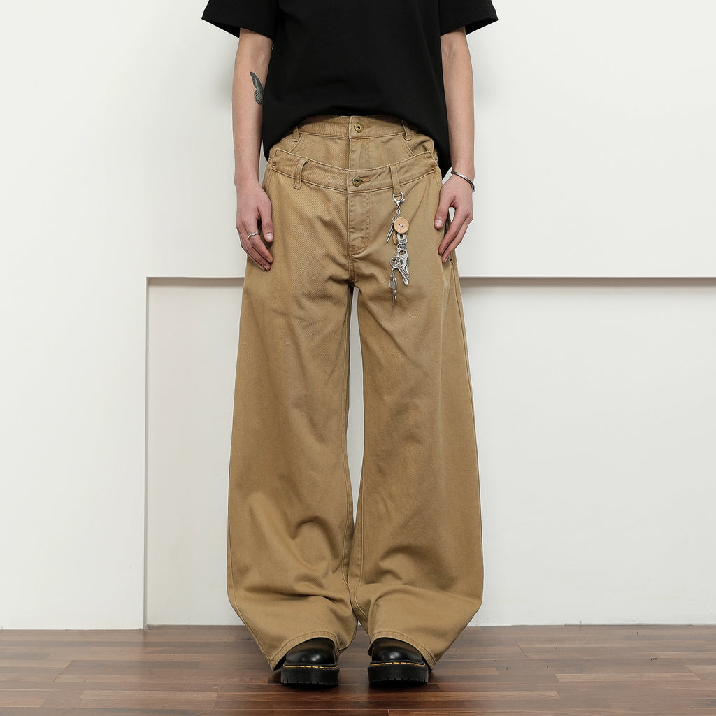 FLYOFF Bàrn double waisted straight-leg pants
