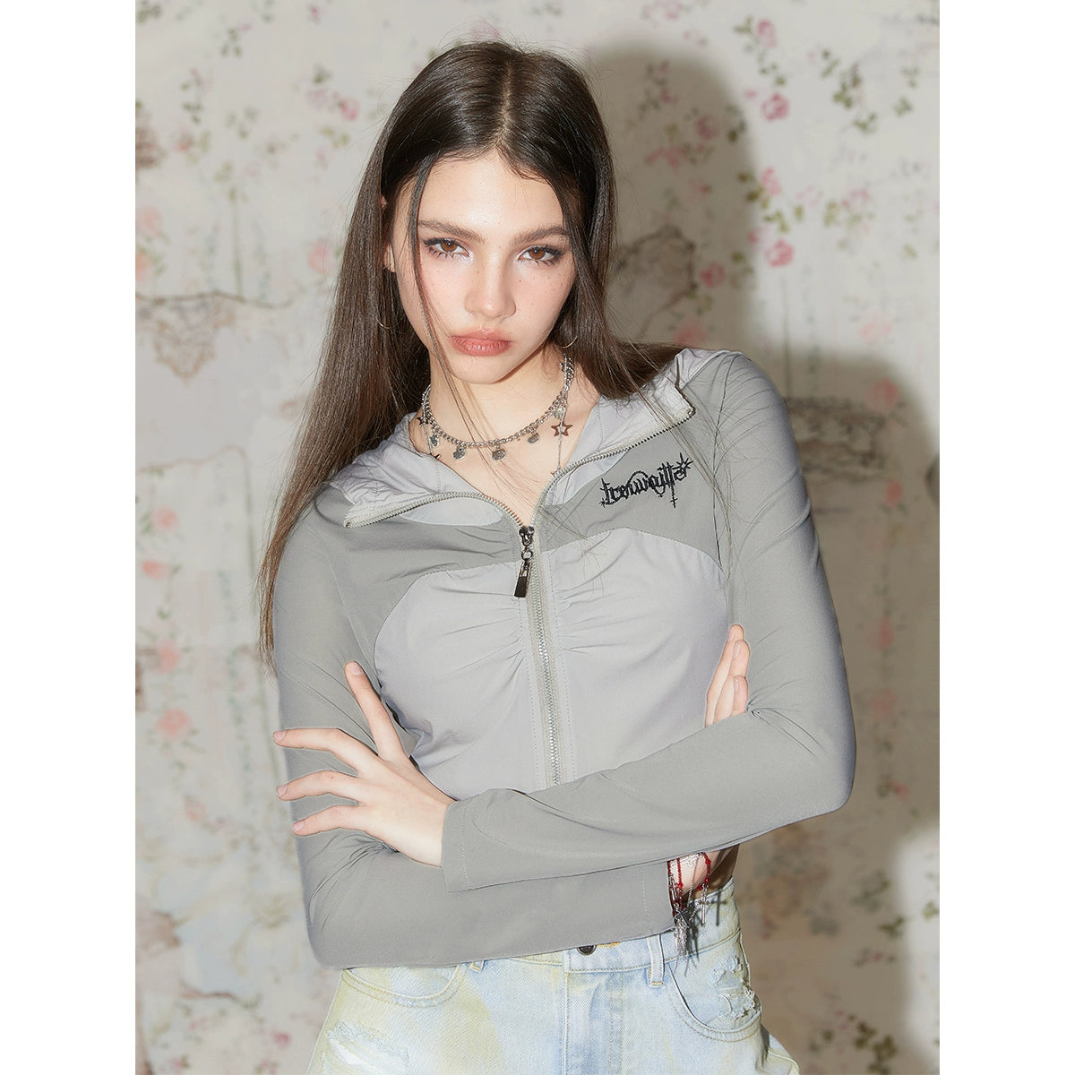 Imone Contrasting Color Splicing Hooded Sunscreen Shirt