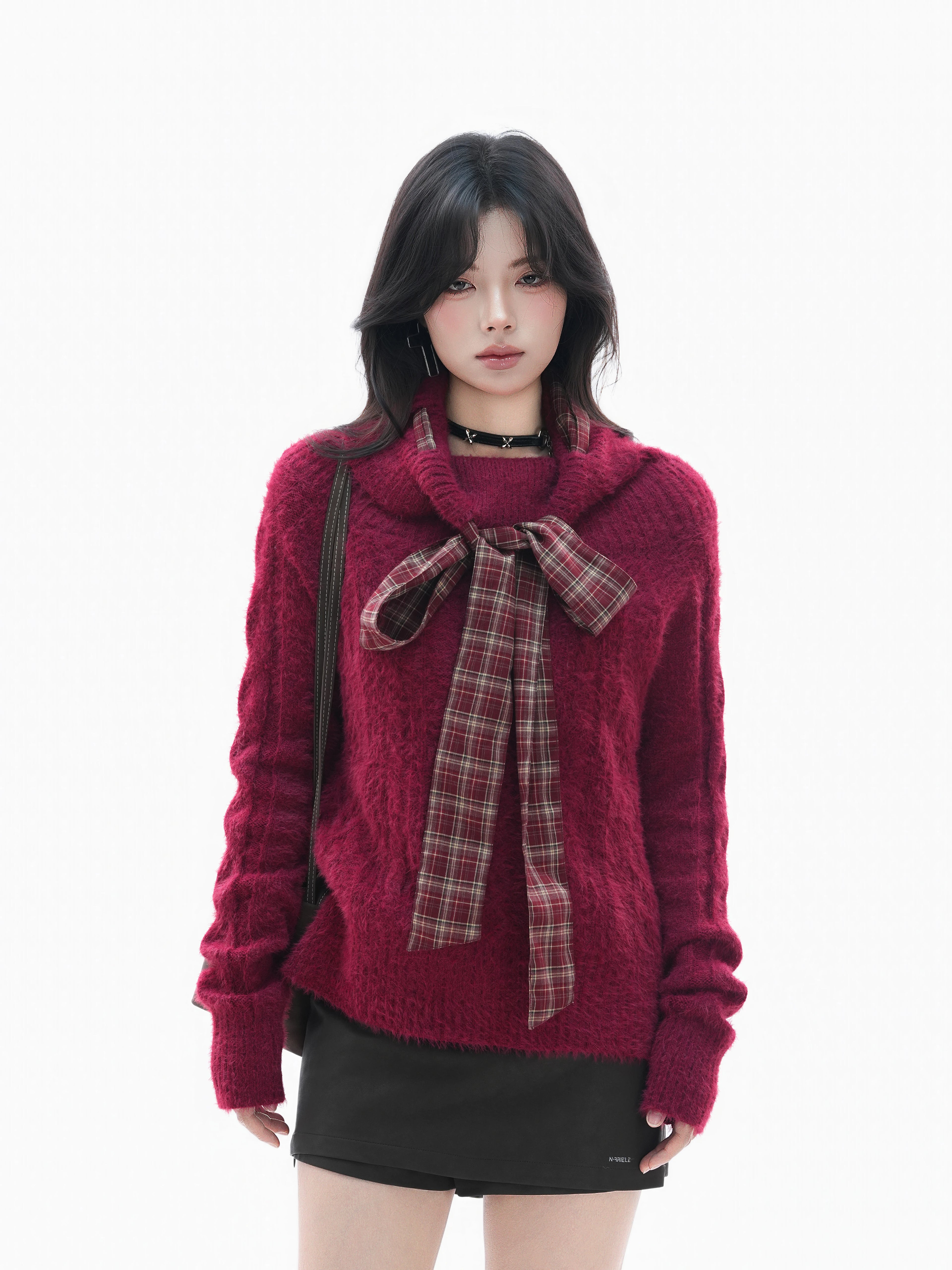 Zuocisankon High-end Bow-tie Turtleneck Sweater
