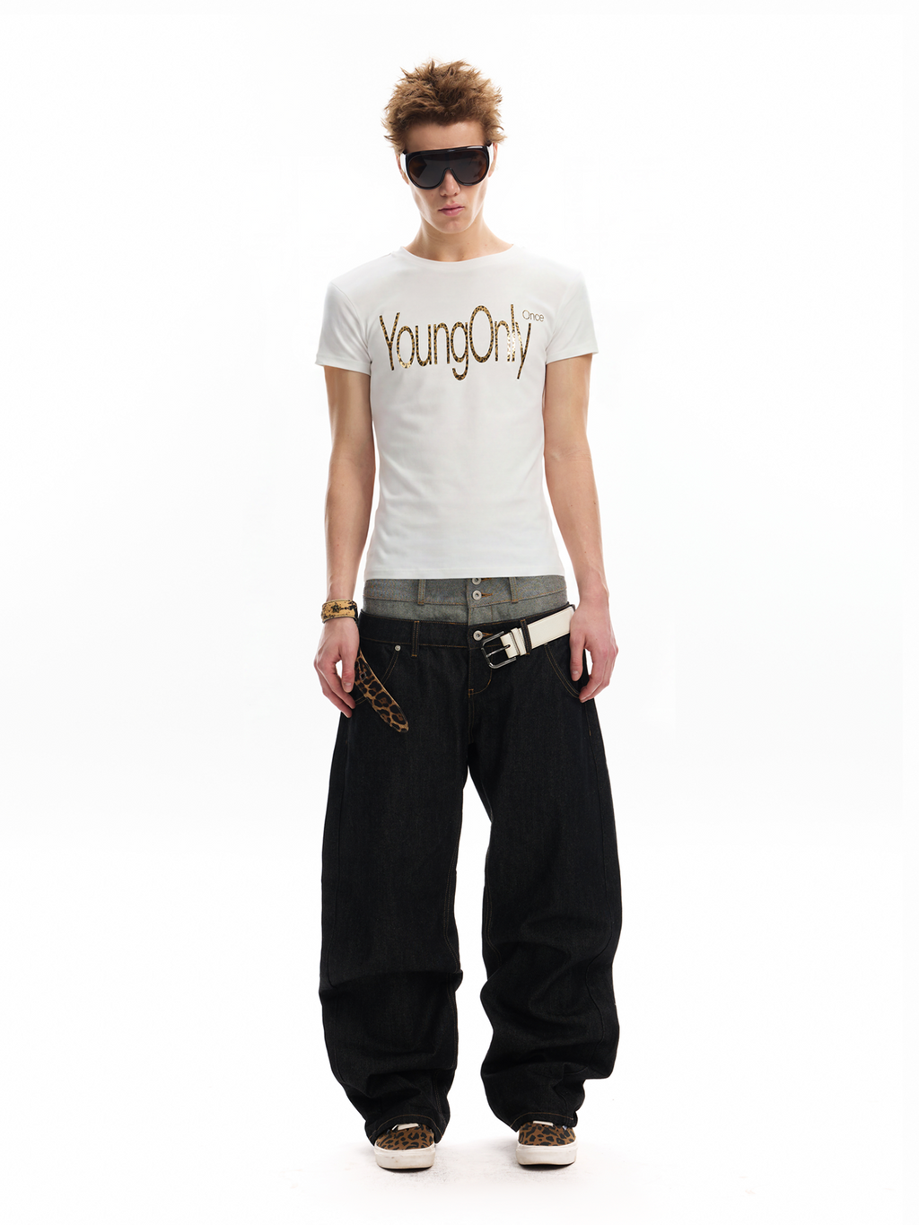 No E Mosen Liquid Metal Hot Silver Printed Slim Tee