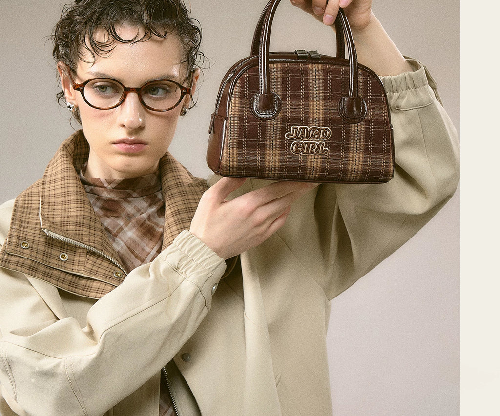 JACD College Plaid Boston Crossbody Bag Pillow Bag