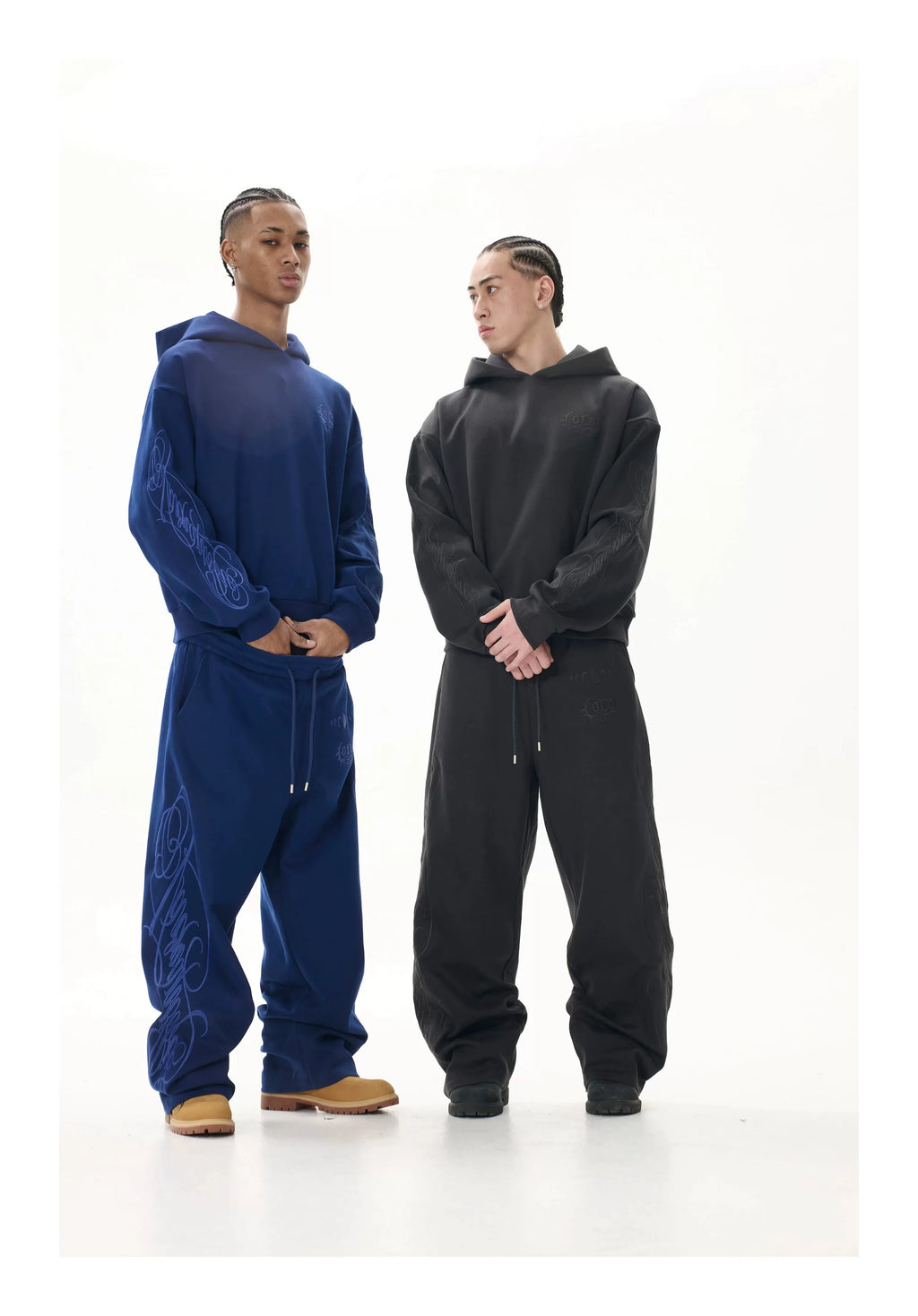 KARMANISTIC Embroidered Hooded Loose Sport Sweater Set