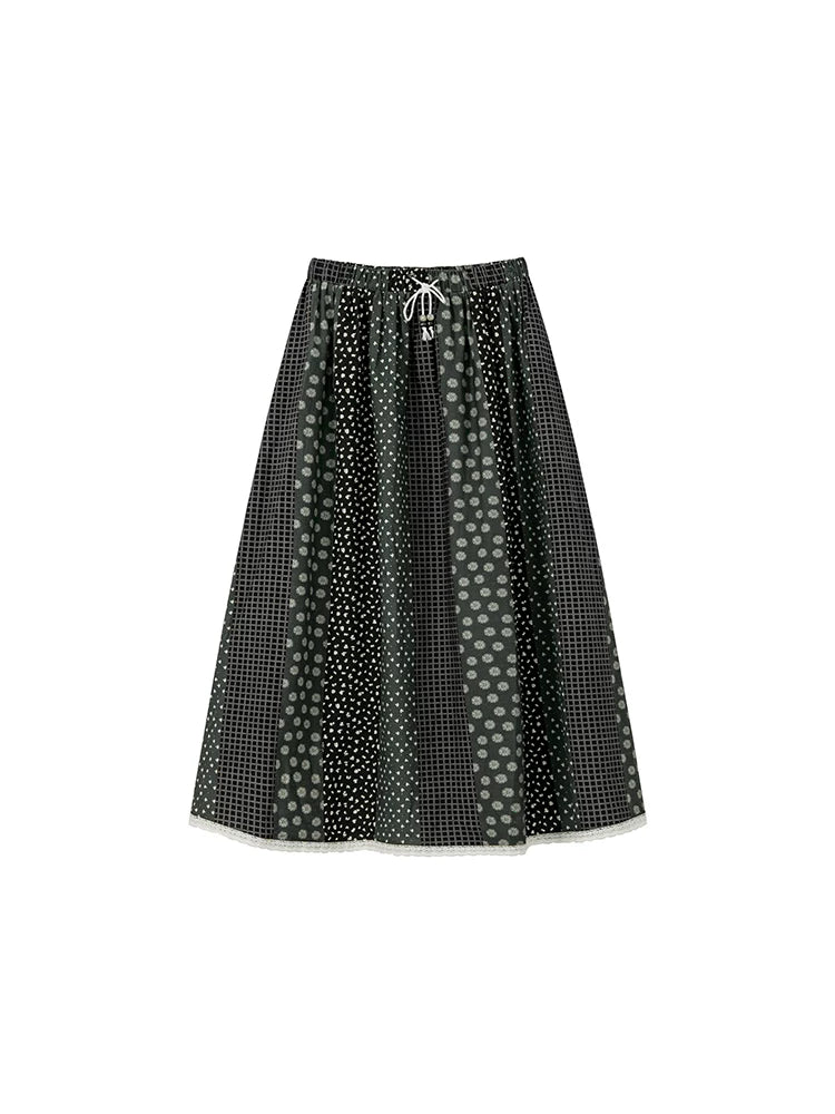 KANO Vintage Parquet Pleated Skirt