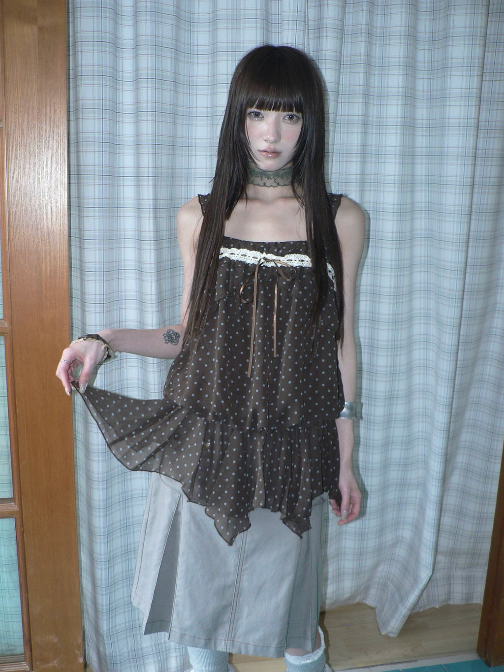 Ang: Project Retro Polka Dot Waist Hem Irregular Sling