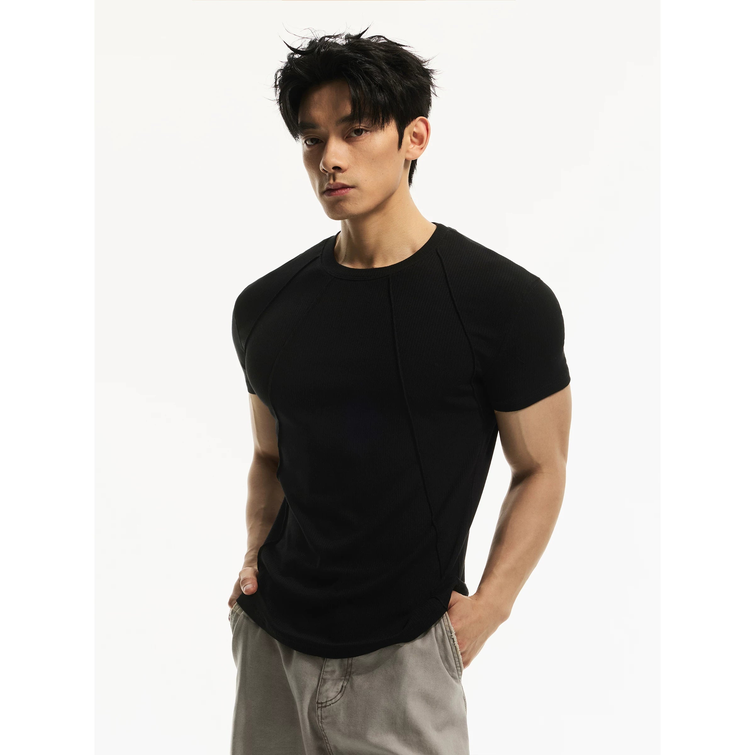 DAY NY Oblique Pleated Front Shoulder Casual Tee