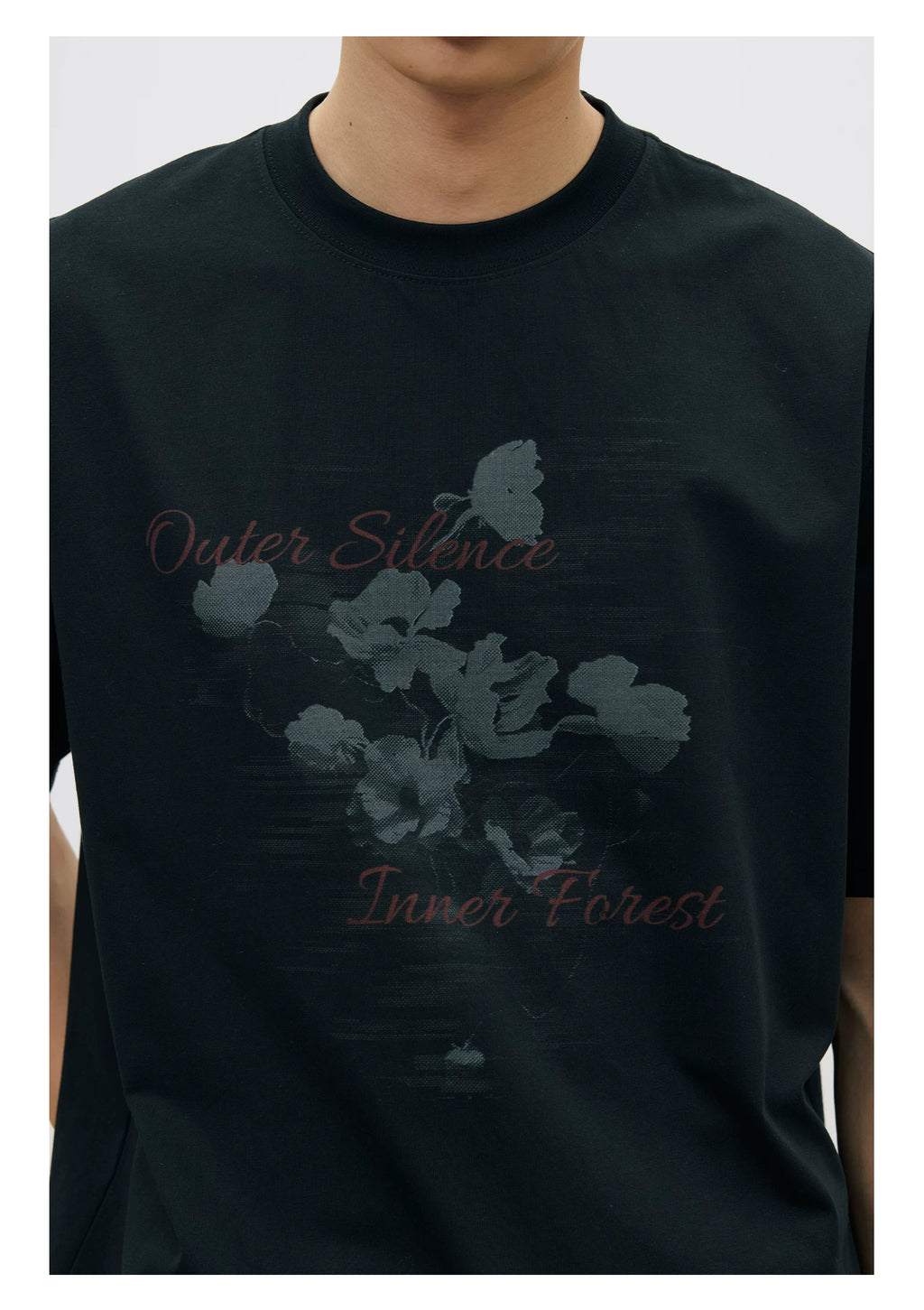 LR Cool Contrasting Color Ink Pattern Flower Tee