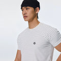 AFTERGLOW Striped Slim-fit Shoulder Sleeve Tee