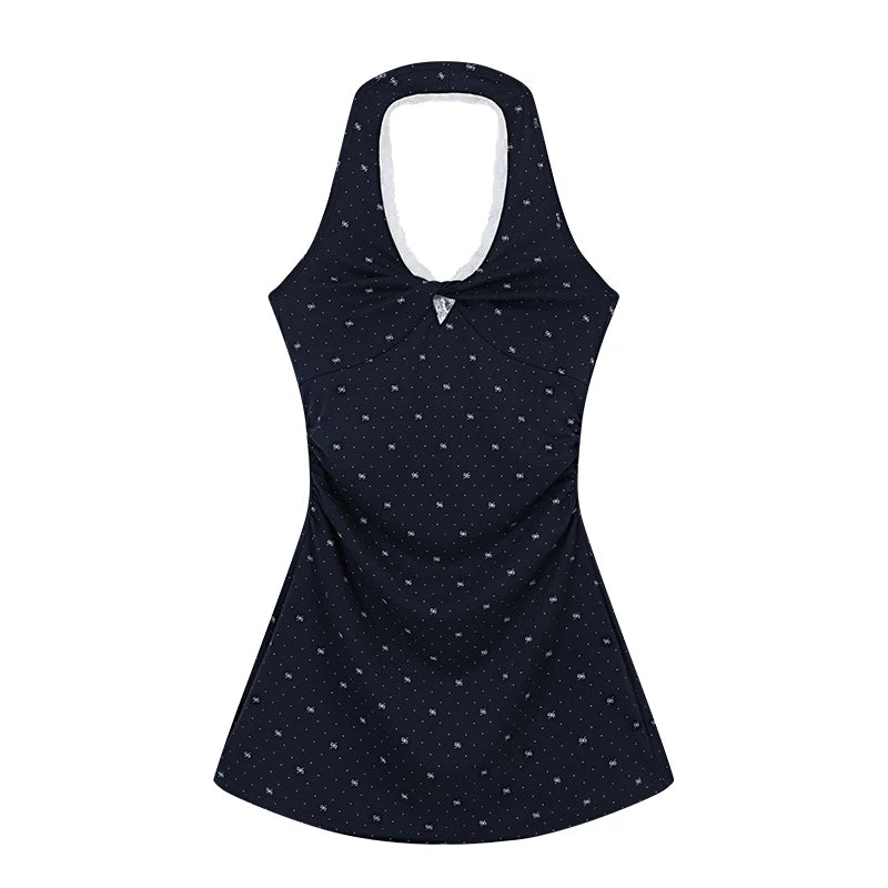 Ablueberry V-neck Floral Waist Neck Sling Dress