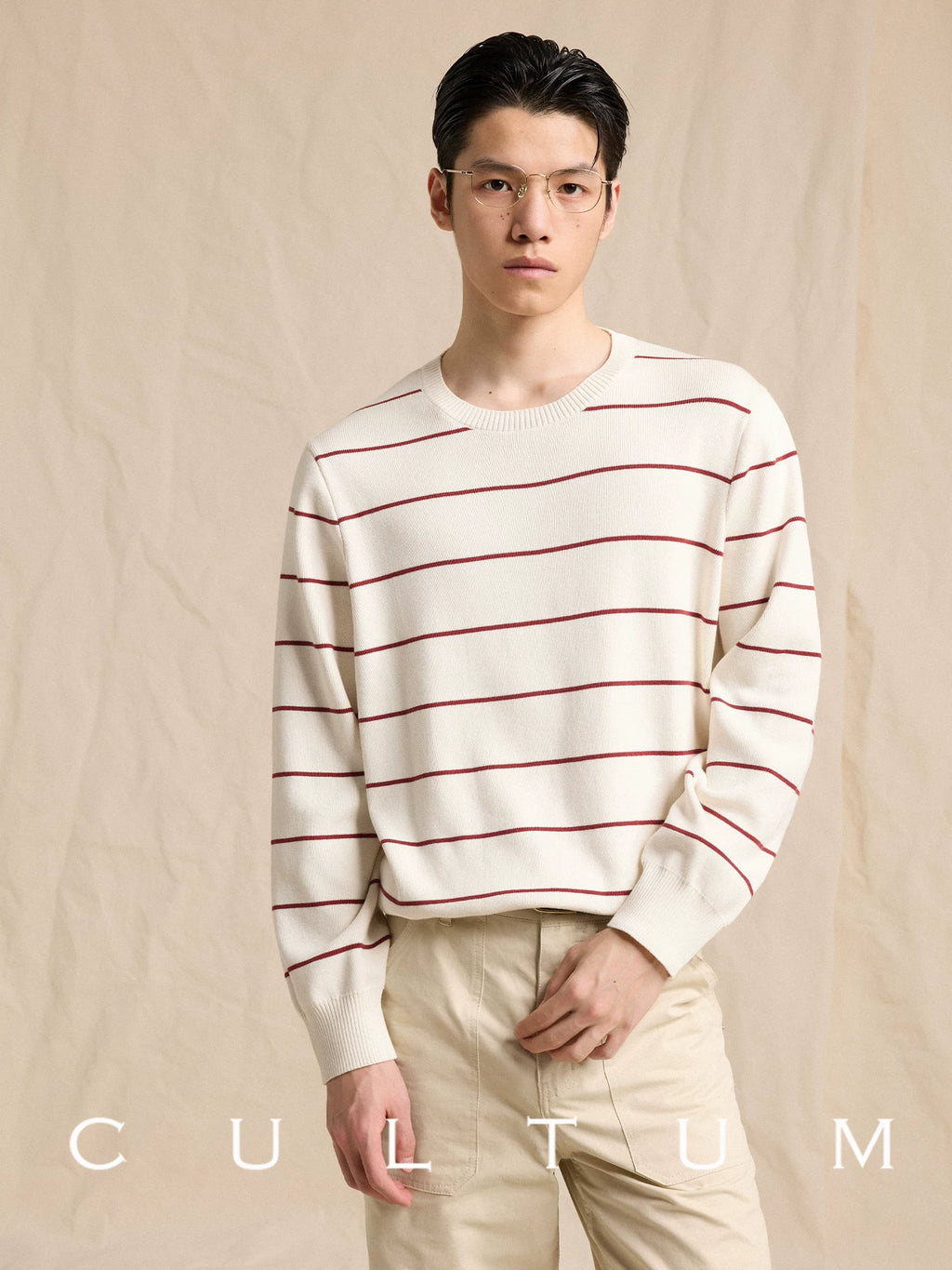 CULTUM Crew Neck Striped Knitted Sweater