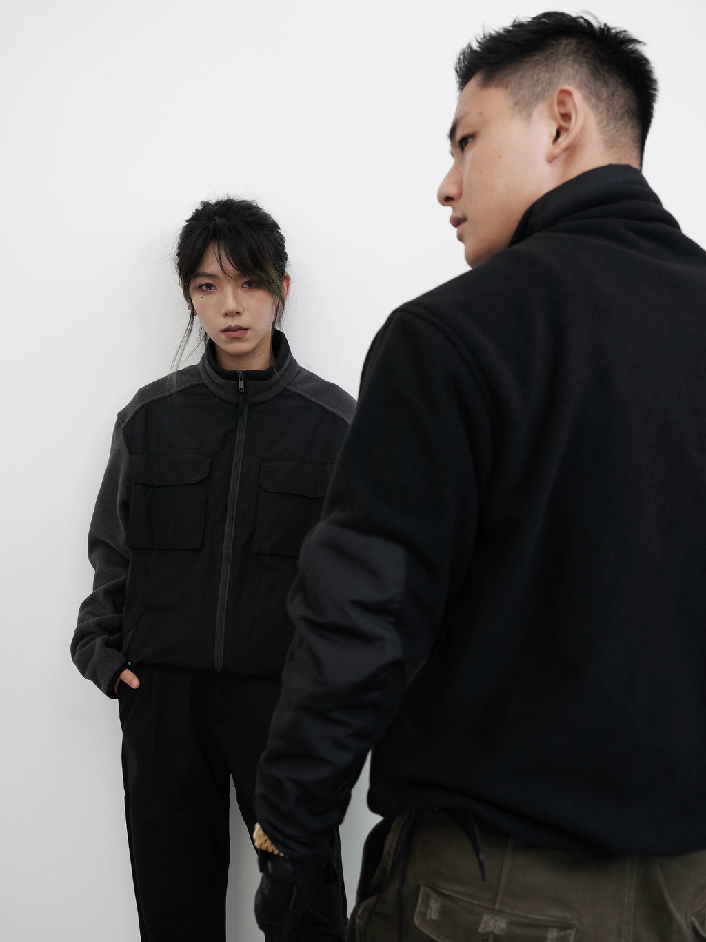 GTAL Splicing Stand-up Collar Warm and Windproof Long-sleeved Tooling Jacket