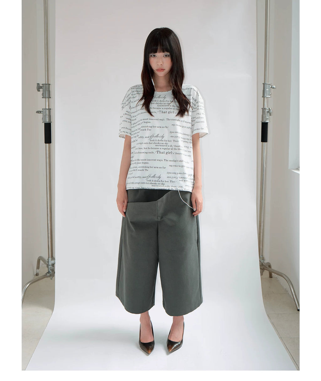 FUNKYFUN Contrast Color Loose Eight-point Trousers
