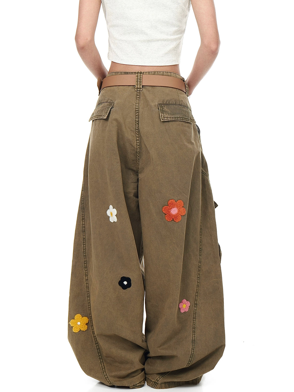 BLACKLISTS Old Flower-embroidered Wide-leg Scimitar Pants