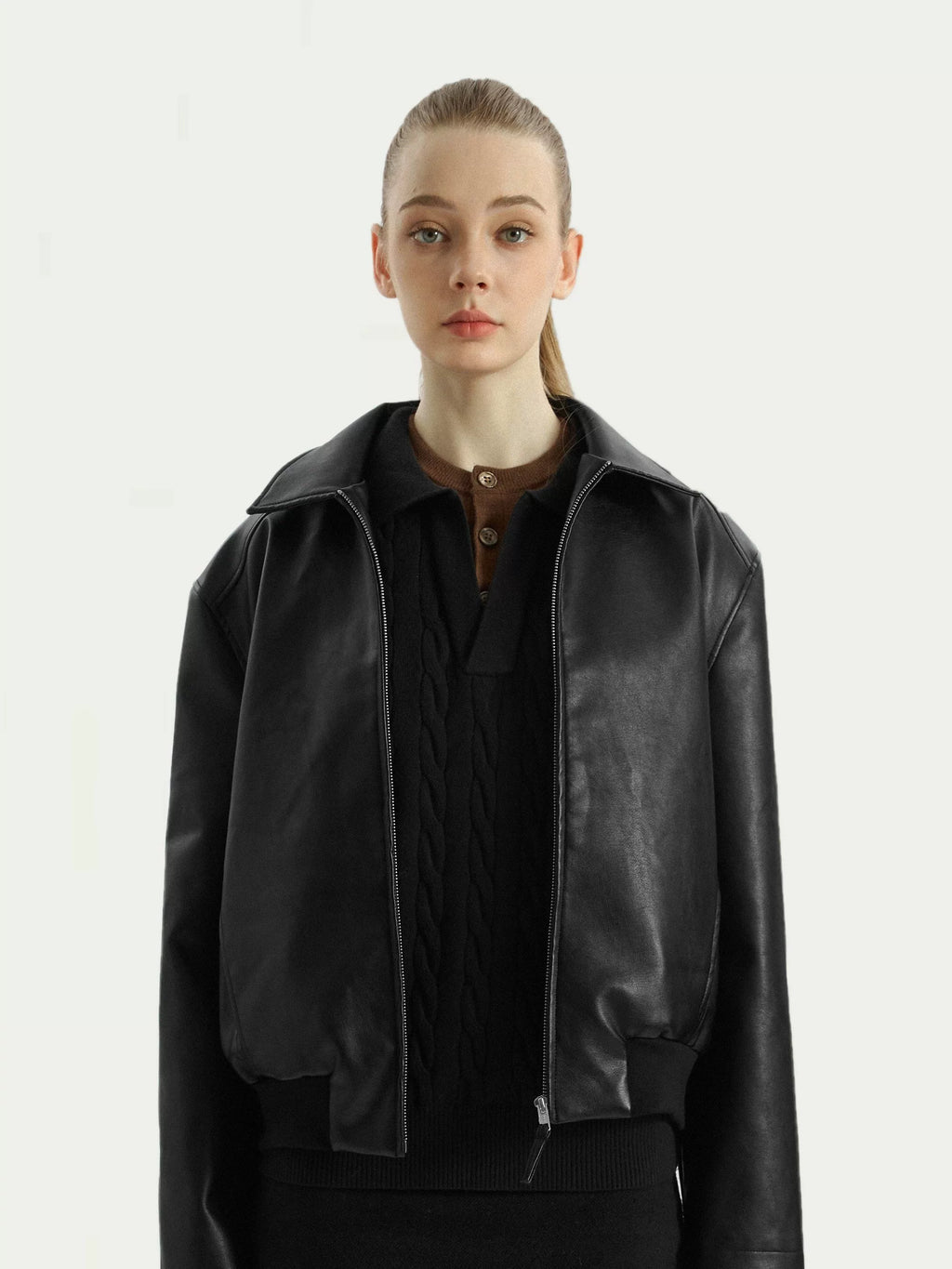 Stay The Night Pu Leather Shoulder Lapel Jacket