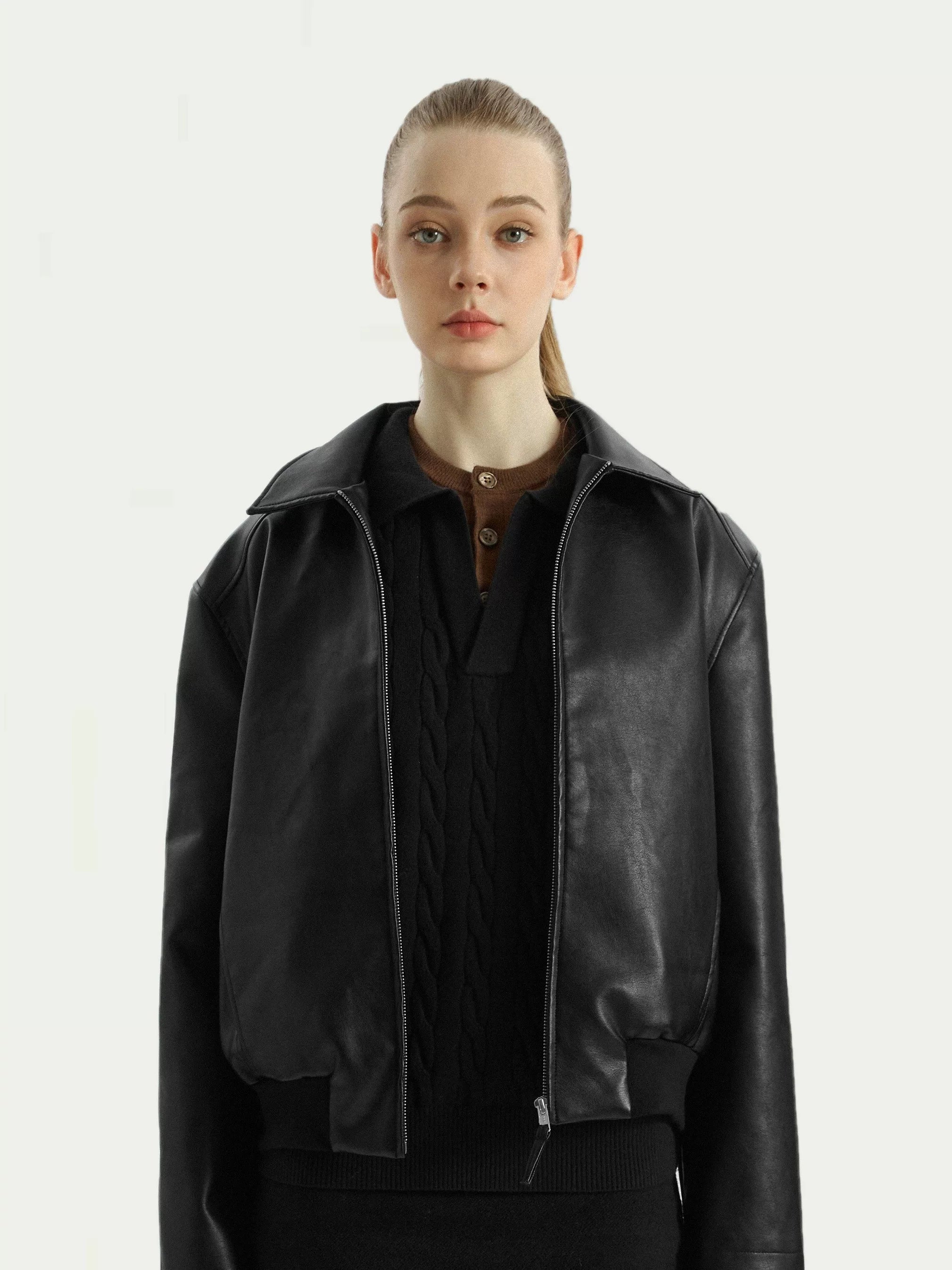 Stay The Night Pu Leather Shoulder Lapel Jacket