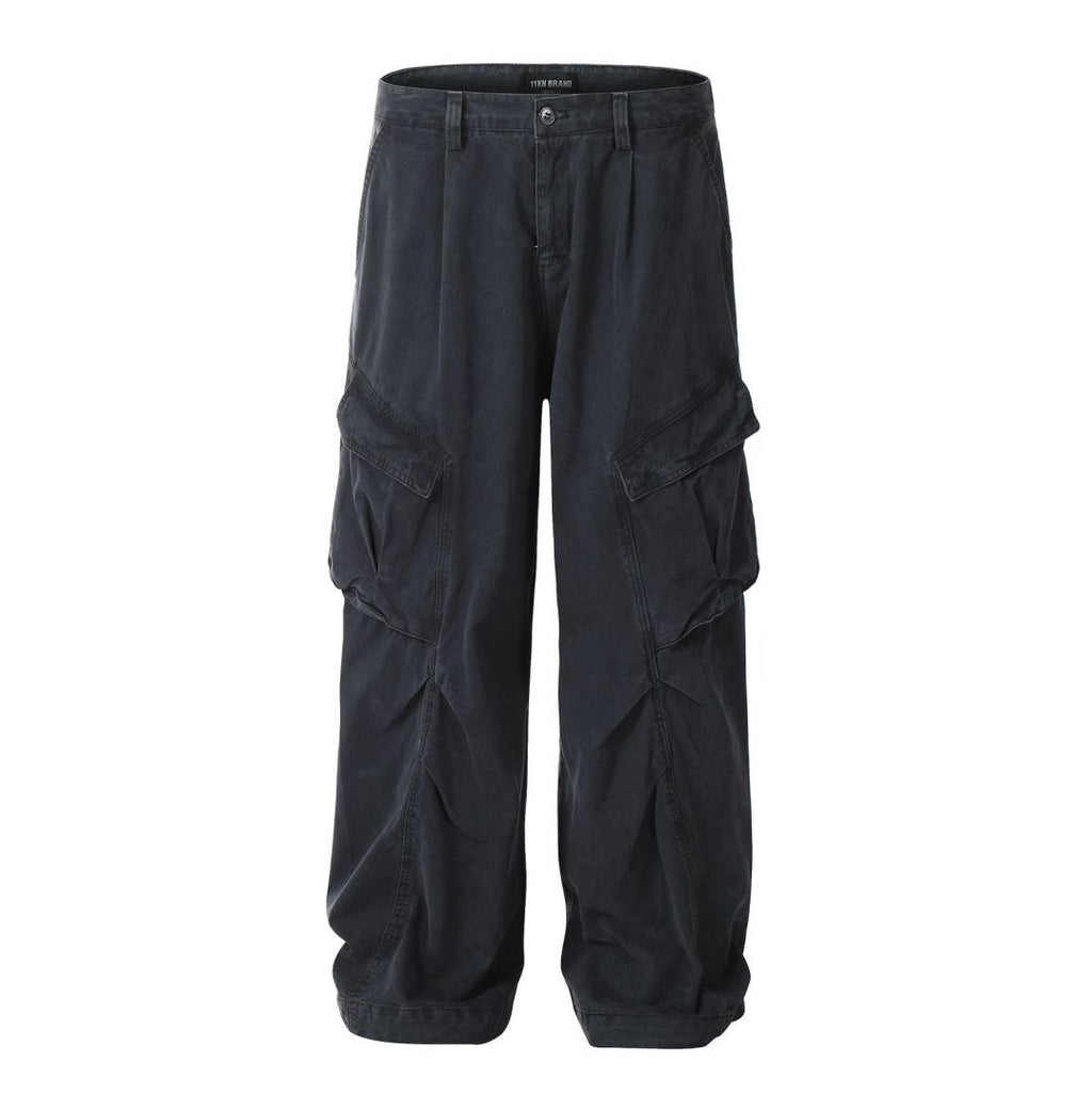 11KN Retro Multi-pocket Wide-leg Casual Overalls